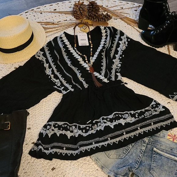 NEW NWT FREE PEOPLE BLUE BLK DRESS OR TUNIC - Picture 11 of 16